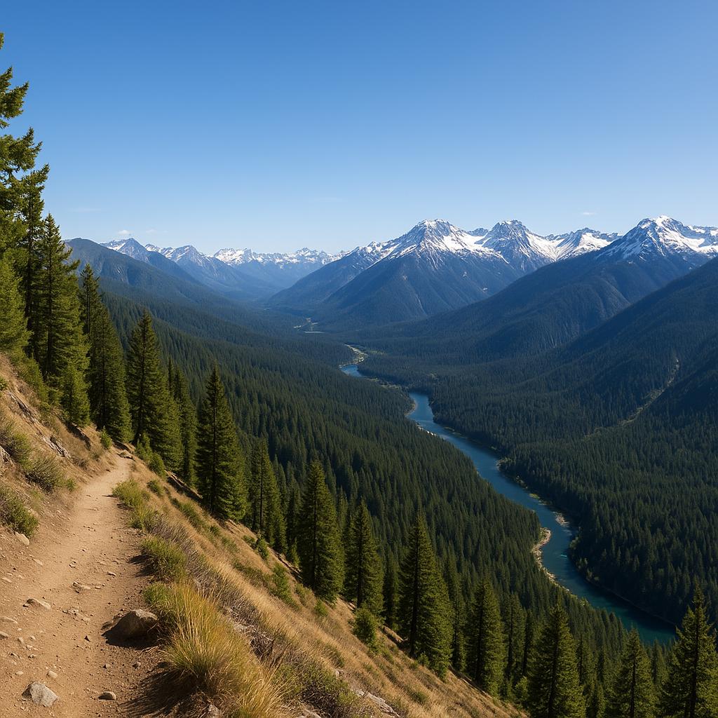 Top Trails for Scenic Hikes: Expert Guide to Unforgettable Outdoor Adventures 2 Panoramic mountain trail showing forests, peaks, river