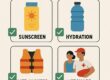 Water park safety checklist with key safety measures illustrated