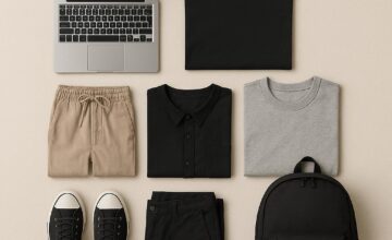 Minimalist workation packing with laptop and versatile clothing