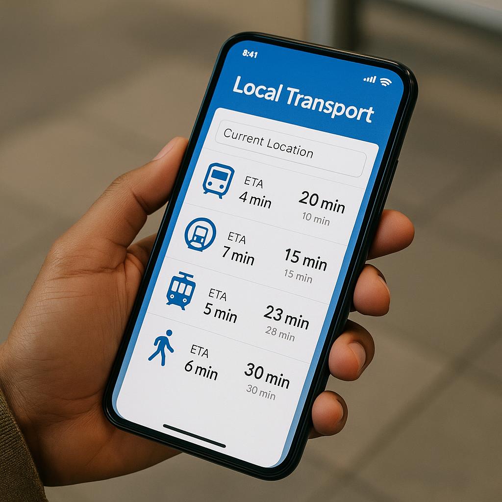 Traveler using local transport app