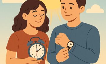 Couple coordinating sleep schedules with sunlight exposure