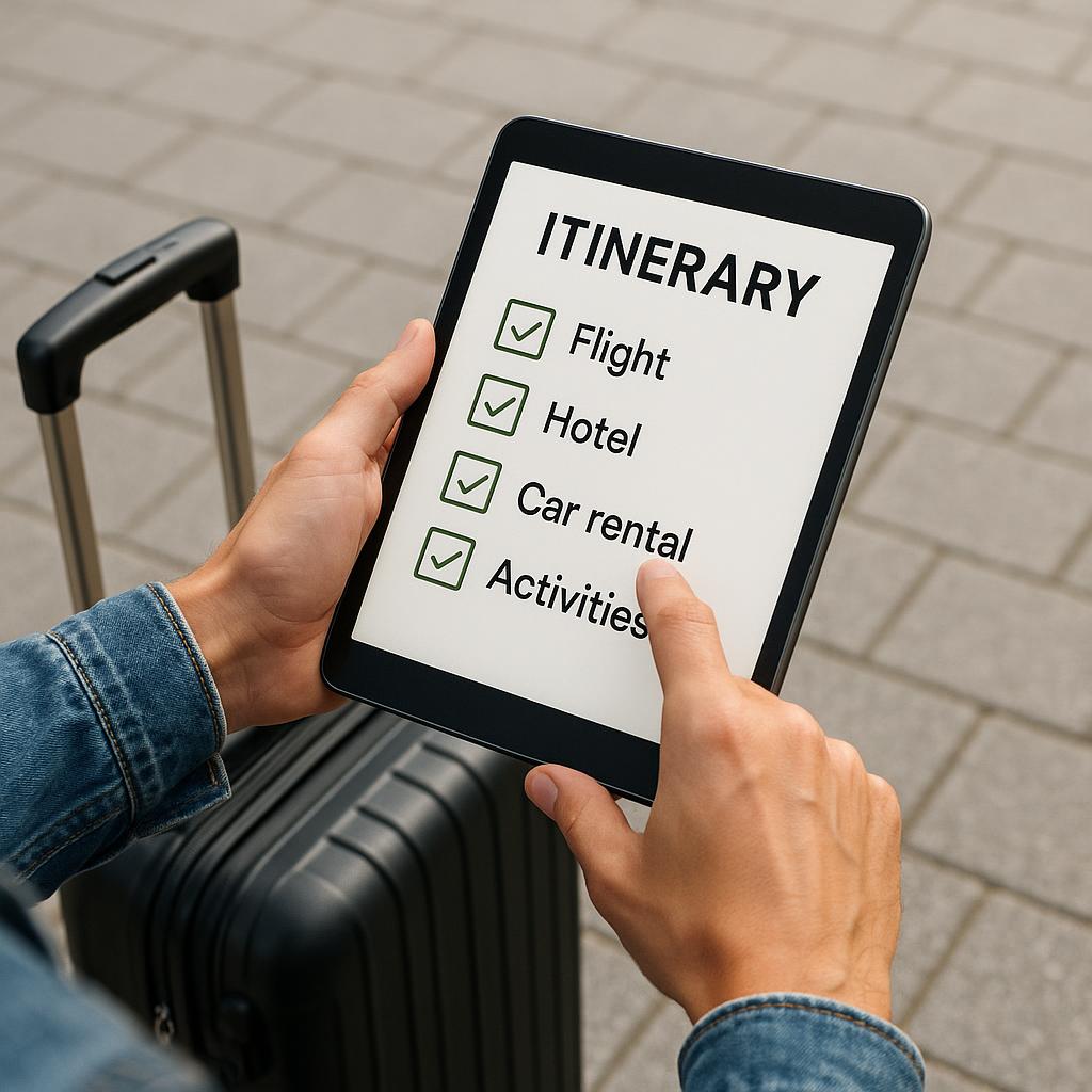 Digital flexible simple itinerary on tablet