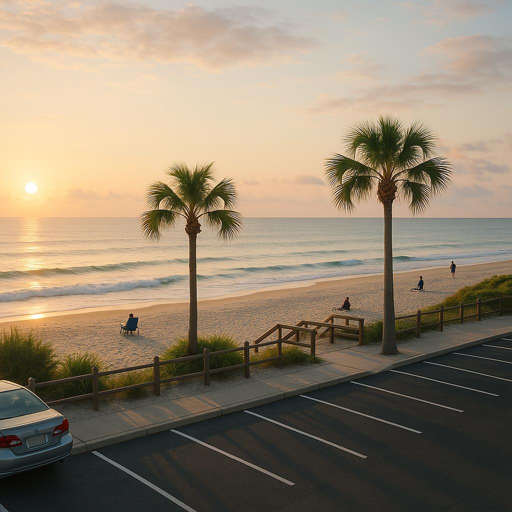 How Do You Plan a Beach Trip Without Reservations? 2 Early morning beach with clear parking and few visitors