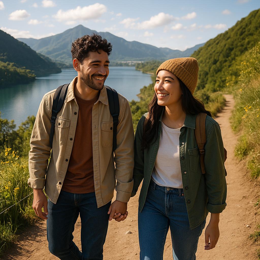 How Do You Plan a Couples Trip on a Budget? 2 Couple walking outdoors enjoying budget travel experience