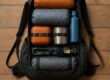A well-organized lightweight hiking backpack packed with minimal gear