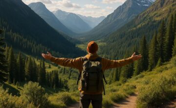 Hiker on a mountain trail enjoying flexible hiking plans