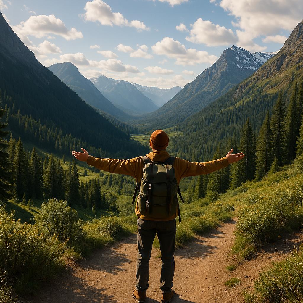 Hiker on a mountain trail enjoying flexible hiking plans