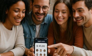Friends splitting costs using a smartphone app