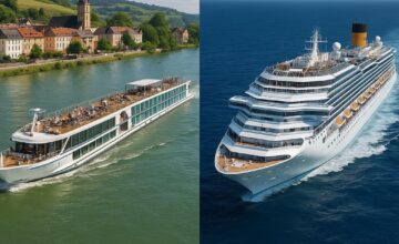 River cruise ship and ocean cruise liner comparison