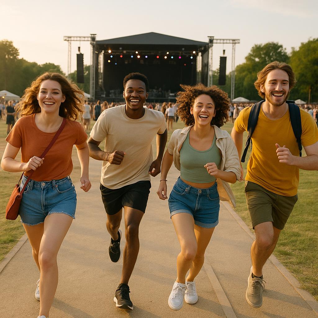 Festival day sprint with safety gear