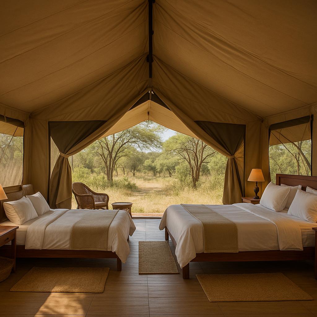 What Are the Best Glamping Tents with Free Cancellation? 2 Luxury safari tent set in nature with cozy interior