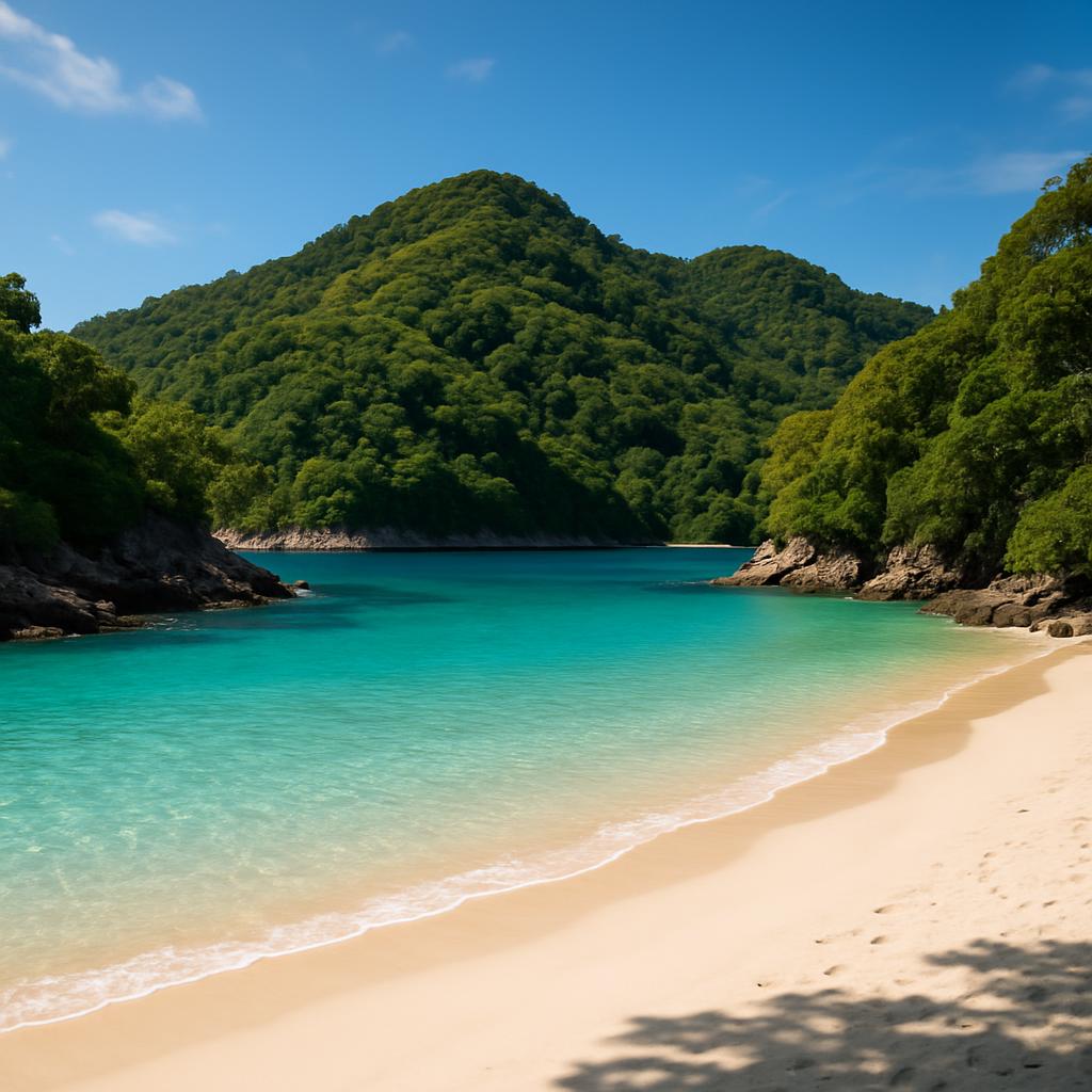 What Are the Best Hidden Islands for a 3-Day Trip? 2 A tranquil hidden island beach with turquoise water and green hills