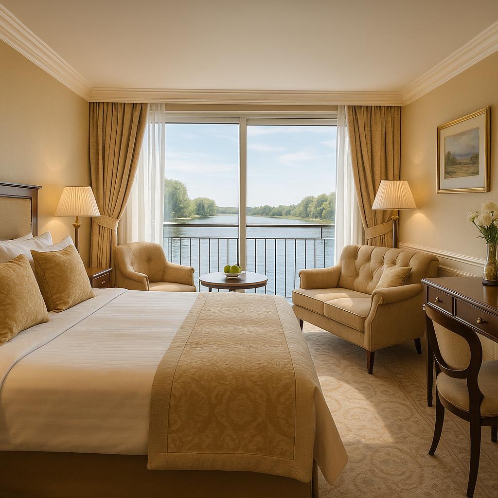 Luxury riverboat suite with flexible check-in