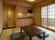 Traditional ryokan room with kitchenette