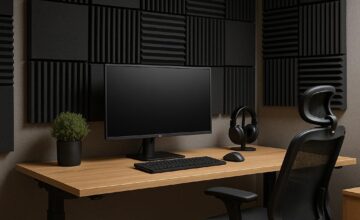 Soundproof home office with acoustic panels