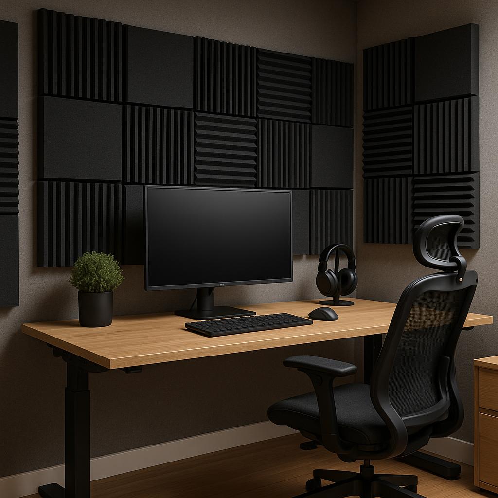 Soundproof home office with acoustic panels