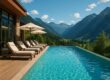 Mountain spa pool with cool summer view