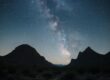 Night sky with Milky Way over Big Bend National Park, showing clear stars and dark horizon