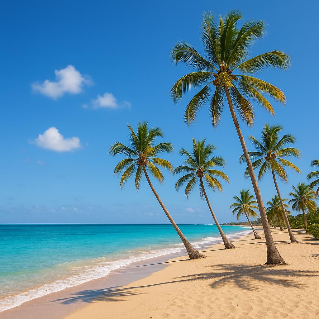 What Are the Best Winter Sun Escapes with Mild Weather? 2 Sunny mild-weather beach with palm trees