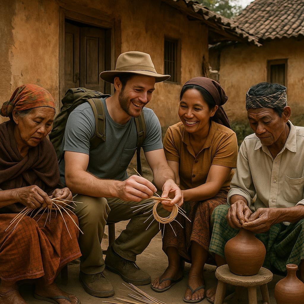 What Is Immersive Travel and Why Is It Growing So Fast? 2 Traveler engaged in traditional craft making with local artisans