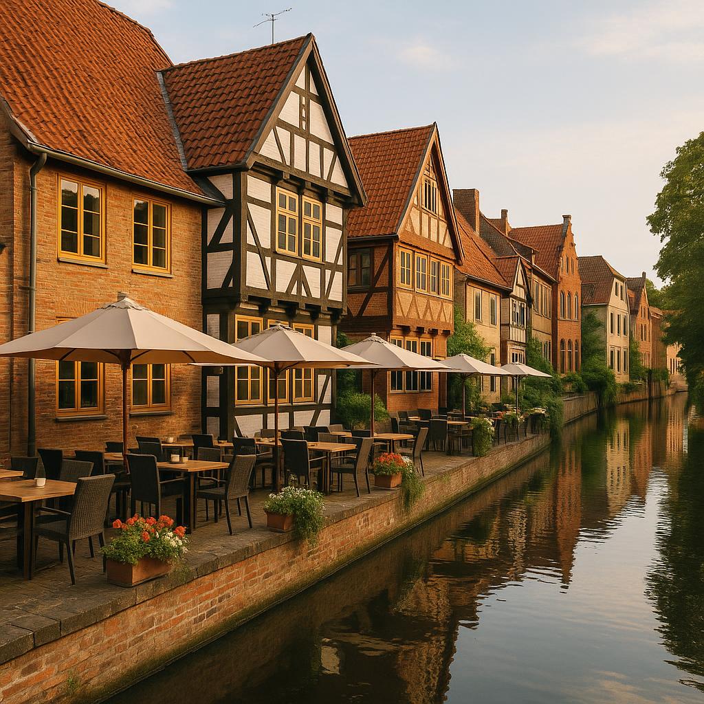 Traditional dining houses beside canal in Giethoorn