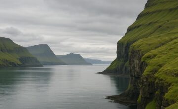 Peaceful Faroe Islands cliffs and ocean