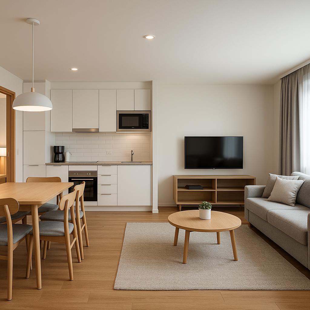 Spacious family suite with kitchen and living area