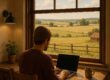 Remote work setup at farm stay with scenic view