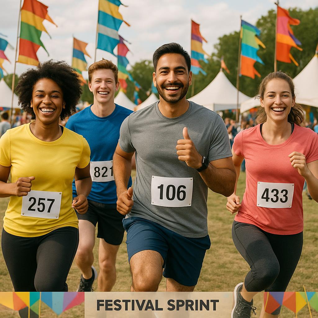 Beginners warming up at festival sprint