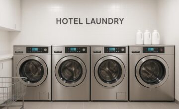 Modern hotel laundry facilities for extended stay guests