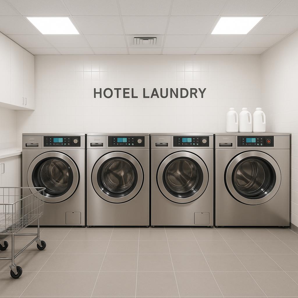 Modern hotel laundry facilities for extended stay guests