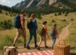 Family hiking in Boulder Colorado with scenic mountain views and picnic