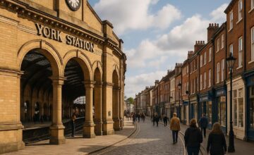 York railway station with pedestrian-friendly streets