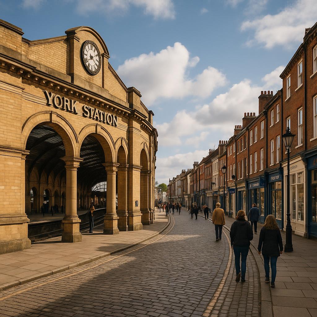 York railway station with pedestrian-friendly streets