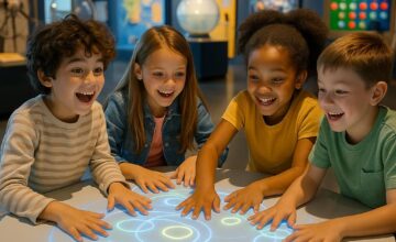 Children exploring hands-on exhibits at a science museum
