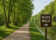 Gentle river walk trail with flat terrain and scenic vistas