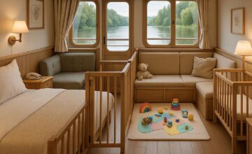 Riverboat family suite with toddler play area and safety doors