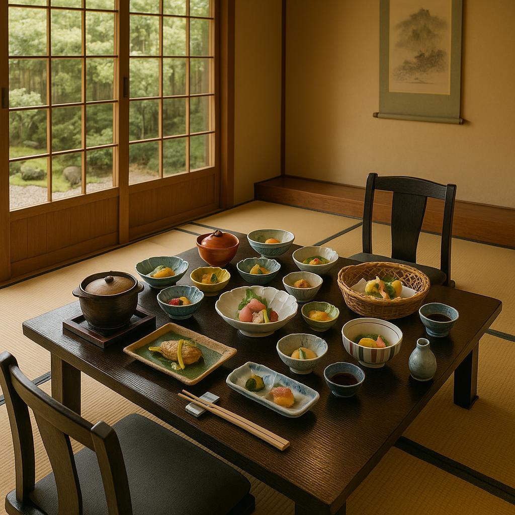 Which Ryokan-Style Inns for Food Lovers Feel Most Authentic? 2 Kaiseki meal served at a traditional ryokan with tatami and low table