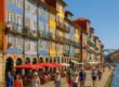 Historic riverside street in Porto, Portugal