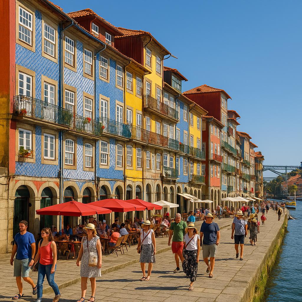 Which Second Cities for First-Time Visitors Feel Less Touristy? 2 Historic riverside street in Porto, Portugal
