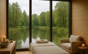 Soundproof spa retreat room in natural, quiet setting