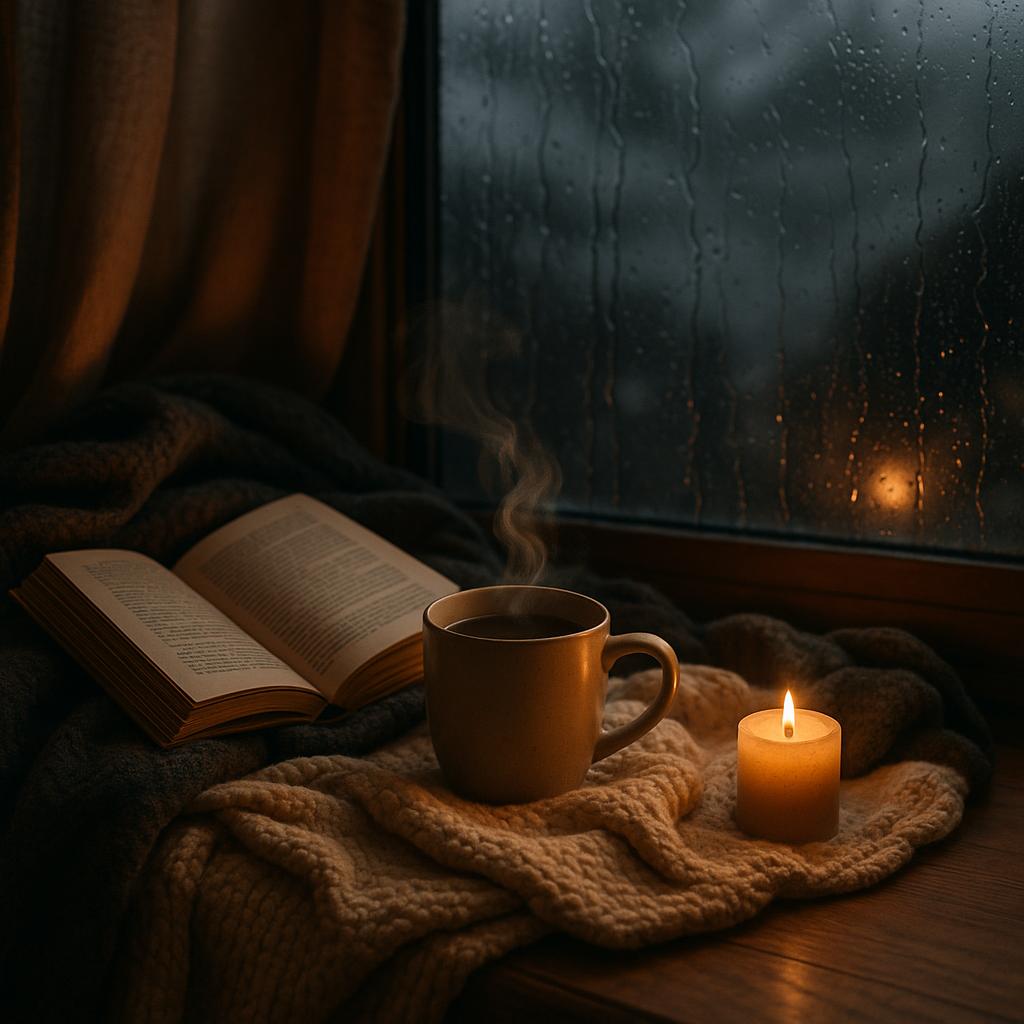 Cozy indoor setup for stormy weather quest