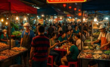Night street food market, Bangkok Chinatown